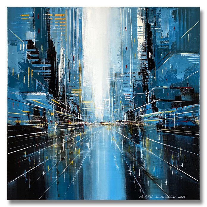 17 „STADTLANDSCHAFT“ – Mischtechnik auf Leinwand auf 2cm Keilrahmen – licht- und farbecht endfixiert – 40x40 - VERKAUFT