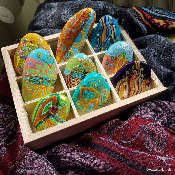steine bemalte dot Muster Linien herzen Farben Painted rocks