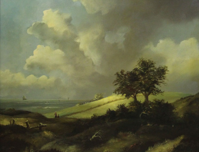 te_koop_aangeboden_een_landschaps_schilderij_met_zicht_op_zee_hollandse_school_20e_eeuw