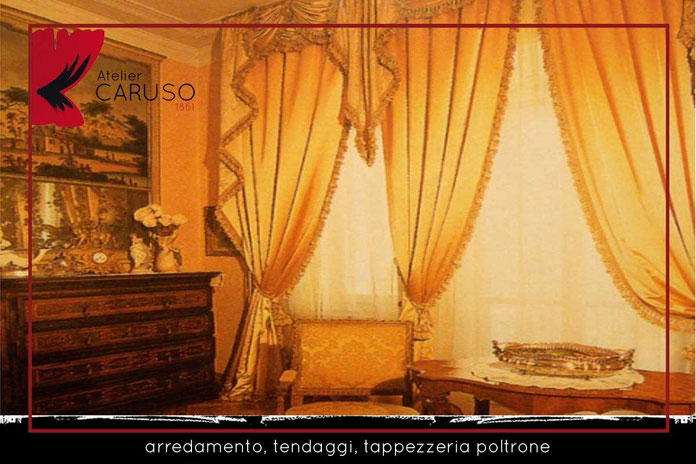 Tendaggi classici con mantovana - Atelier Tessuti Arredamento Tende Tendaggi  Interni