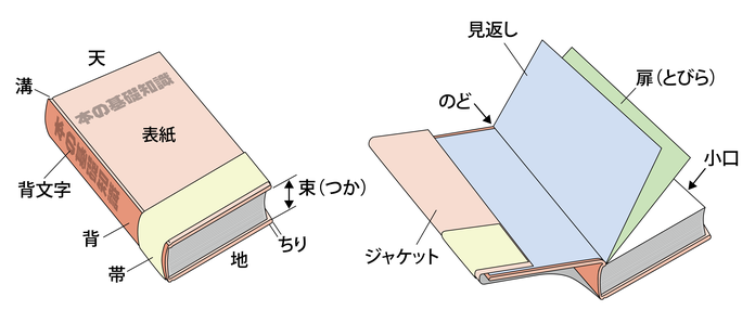 本の部位の名称の図