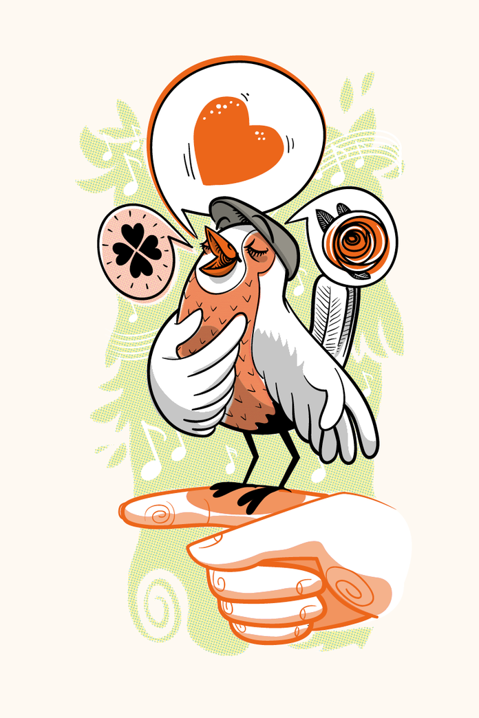Illustration eines Singvogels