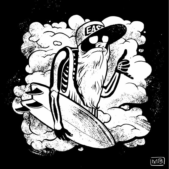 old man surfing illustration