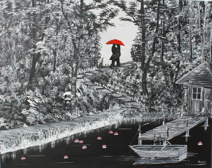Nr.4r Der Regen ist vorbei.Das Bild ist mit Gesso und Ölfarben gemalt.Format 100x80cm.