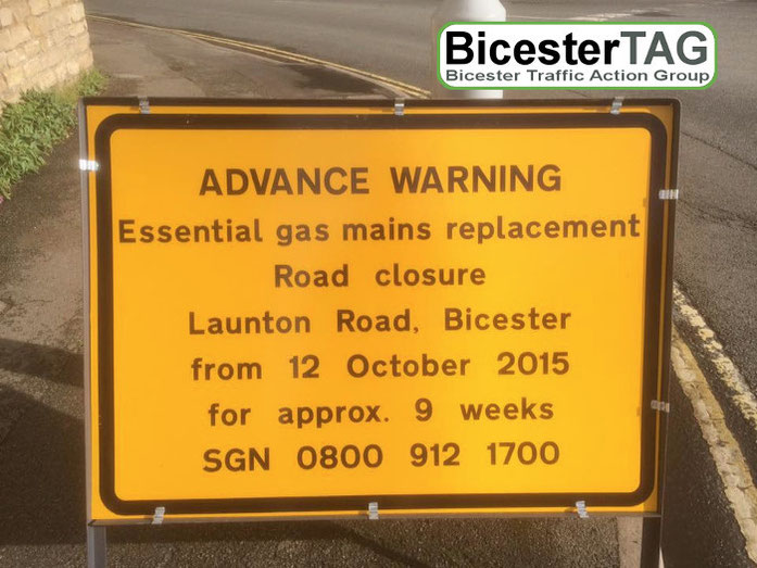 Launton Road, Bicester to close for up to 9 weeks for essential gas maintenance causing traffic congestion in Bicester.