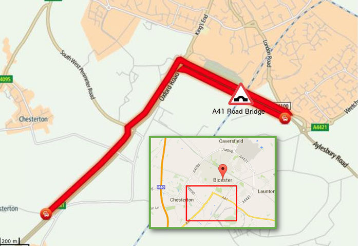 Traffic congestion caused by traffic attempting to reach Bicester Village 