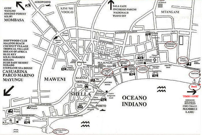 Mappa di Malindi