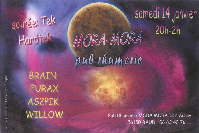 Flyers PSY.K.D.LIK TRIBE (collection Troudet J-Charles) Pub Rhumerie Mora Mora - 56150 Baud - Willow As2Pik Furax Brain