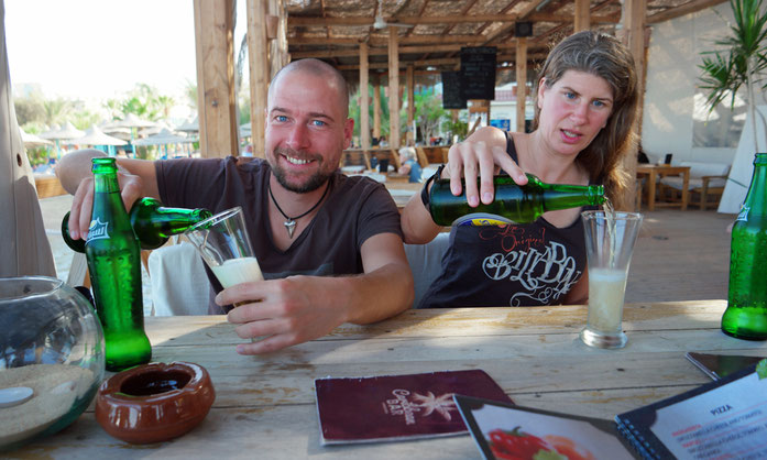 Das erste Radler in Ägypten - die Freude ist groß