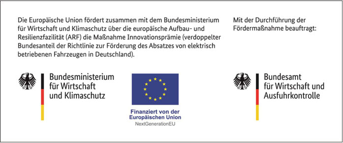 Unsere E-Autos wurden gefördert durch den Bund und die EU