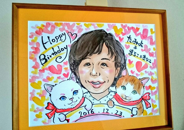 お母さんとネコ２匹の贈り物　誕生日