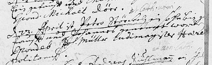 Taufeintrag Johannes 1686