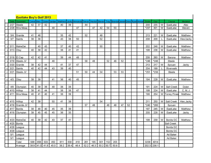2013 Boys Stats | Click to Enlarge