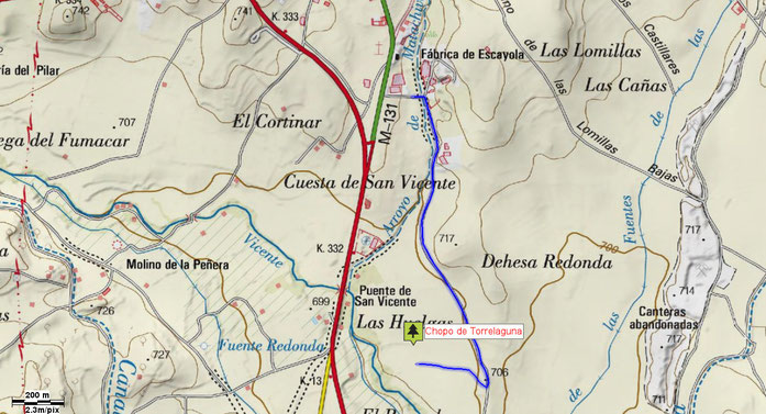 Mapa de acceso al Chopo de Torrelaguna