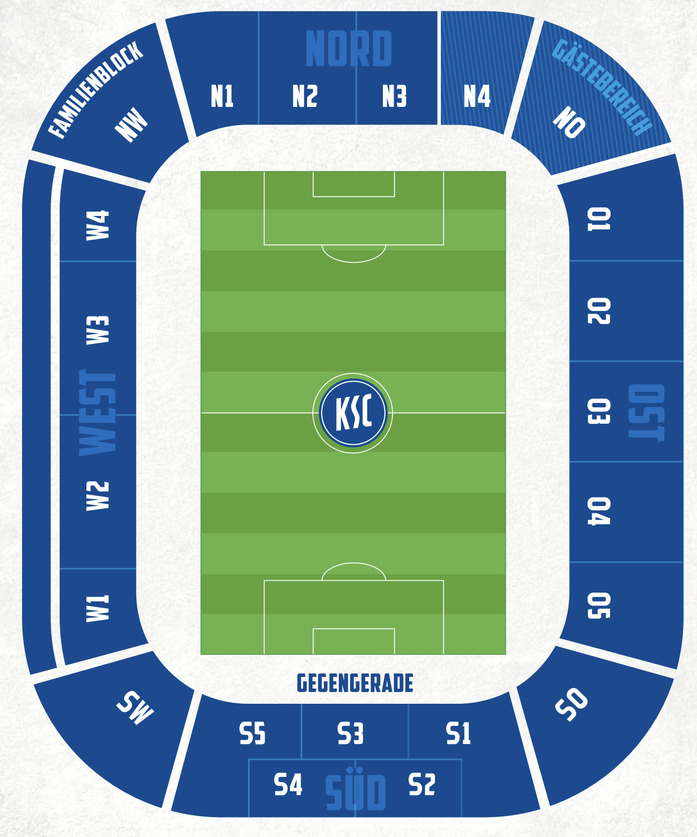 Stadionplan Sichtplan Blockplan BBBank Wildpark Stadion Karlsruhe KSC