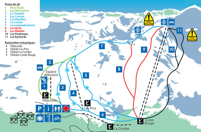 Plan des pistes - Camurac station de montagne - Pyrénées Audoises