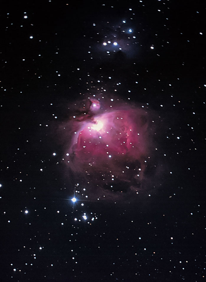 Orion nebula, M42, Running Man with Vixen R200SS Telescope, Scan from Slide Film, Kodak Elite Chrome, 1332x1820px