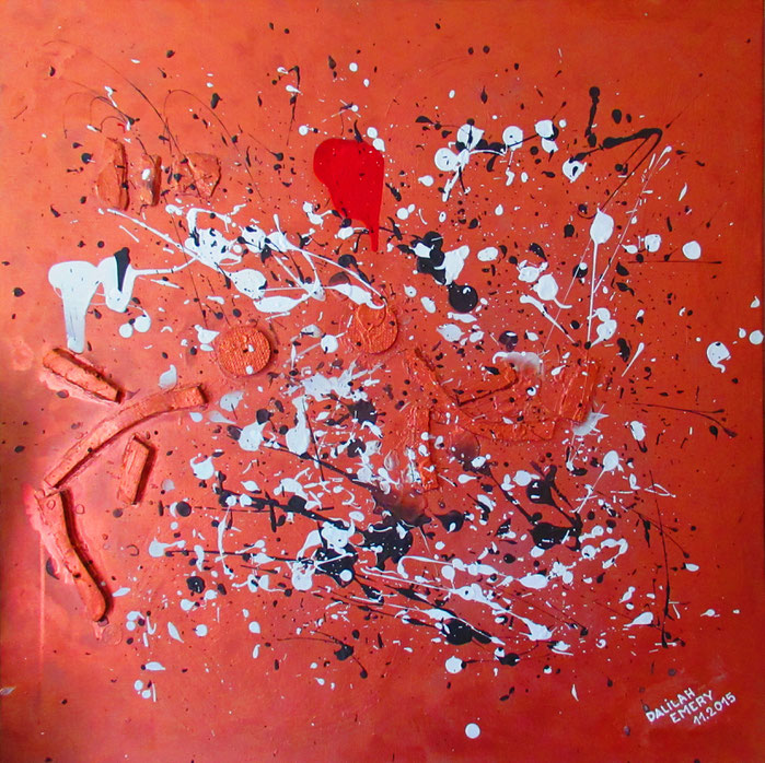 Tableau Abstrait De Grand Format ROCK de Dalilah EMERY (100 x 100 cm)