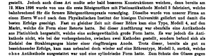 Auszug aus der VI. Röntgentagung in Berlin von 1908, Fa. R. Burger & Co.