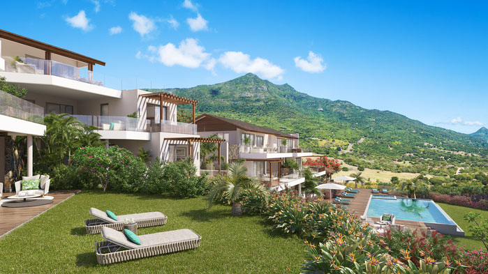Nouvelle résidence haut de gamme dans Domaine de PALMYRE : MONTANA OCEANO appartements et penthouses vue mer avec piscine et jacuzzi ile maurice