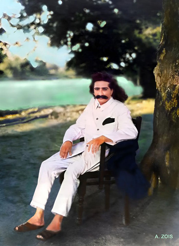 77.   1928 : Meher Baba seated by the Pravara River, Toka, India.