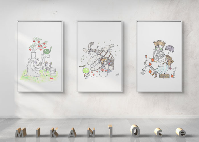 愛媛みかんジュース｜ぷらと果樹園　MIKAN10ce　イラスト展示｜miyagawa  20gou  furuta