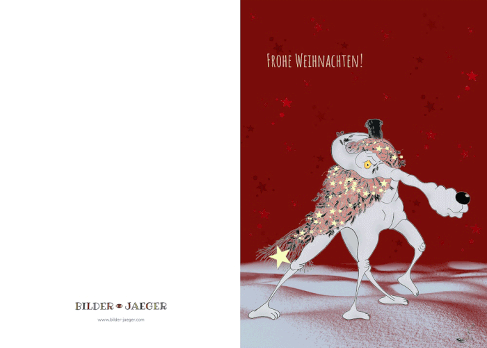 Weihnachtskarte Artur mit mit Sternen geschmücktem Weihnachtsbaum im Schnee