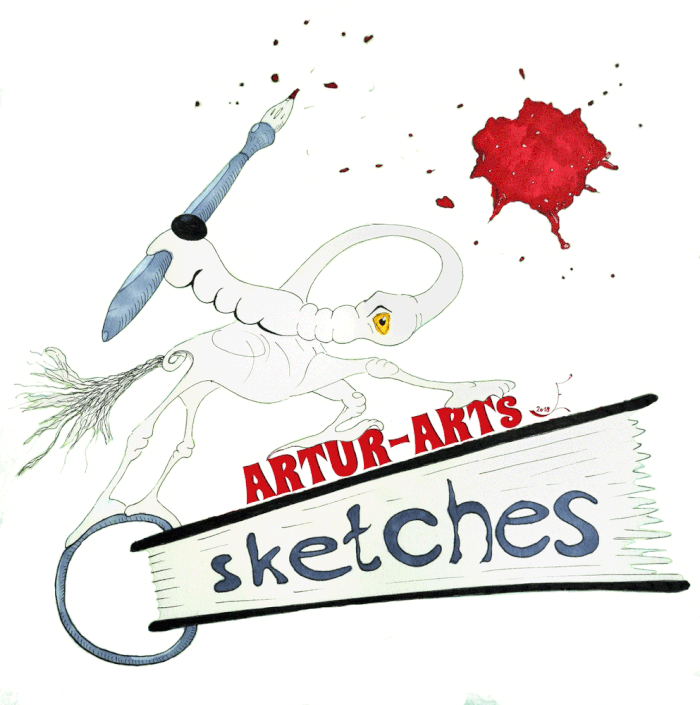 Artur von Artur-Arts (by Bilder-Jaeger) mit Pinsel und Skizzenbuch
