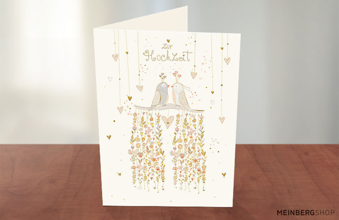 Zwei Vögel zur Hochzeit Karte