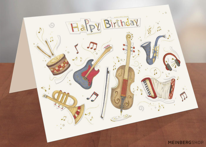 Geburtstagskarte Happy Birthday Musikinstrumente