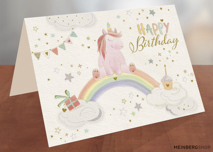 Geburtstagskarte Einhorn Happy Birthday