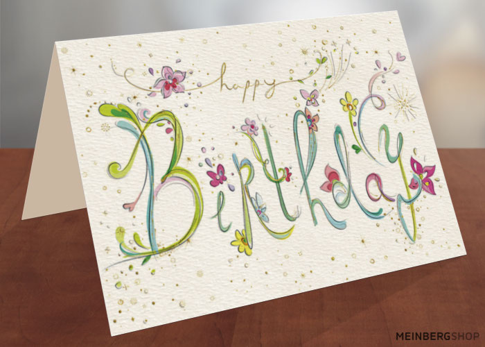 Happy Birthday Schrift kunstvoll Geburtstagskarte