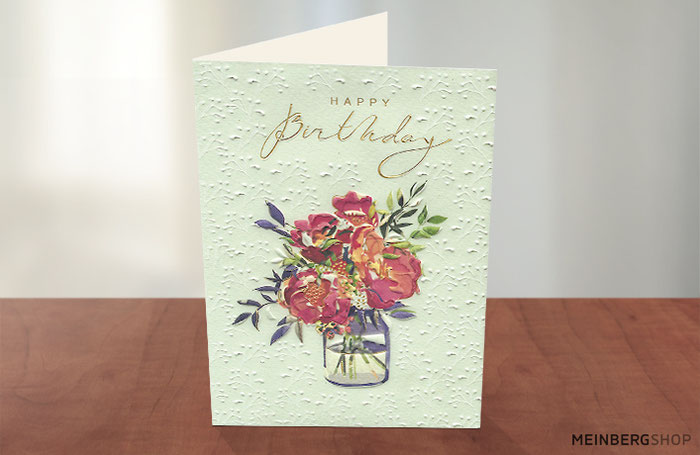Geburtstagskarte Blumenvase Aquarell