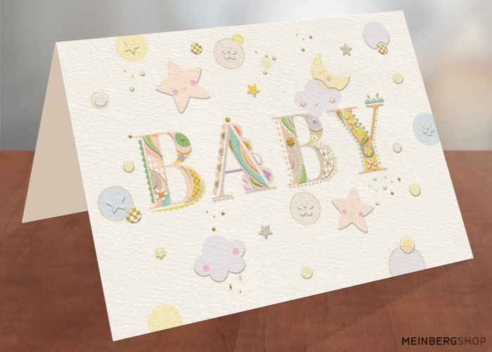 Schrift Buchstaben Baby Geburt Karte