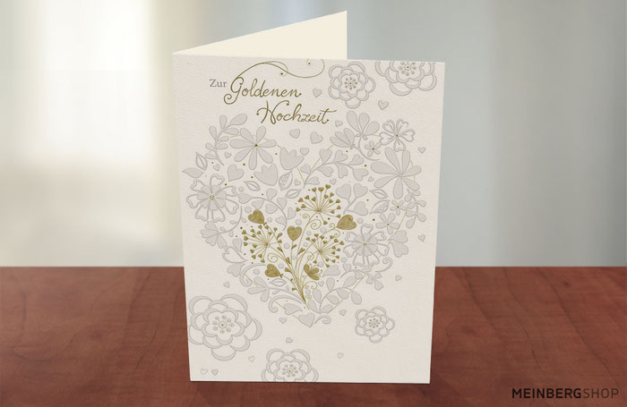 Karte zur Goldenen Hochzeit mit Herzen