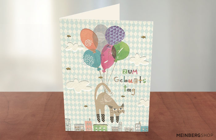 Turnowsky Geburtstagskarte Katze Luftballons