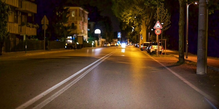 european road at night