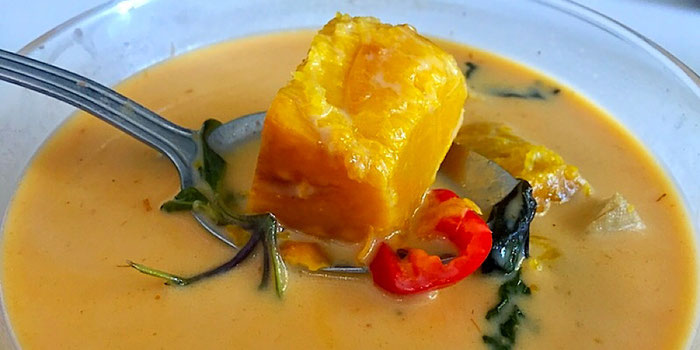 thai pumpkin curry from vegan heaven in chiang mai thailand