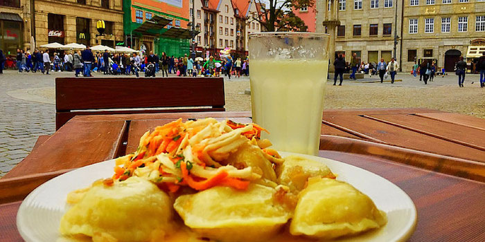 vegan pierogies at vega wroclaw poland