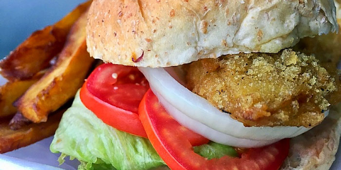 chicken burger from vegan heaven chiang mai thailand