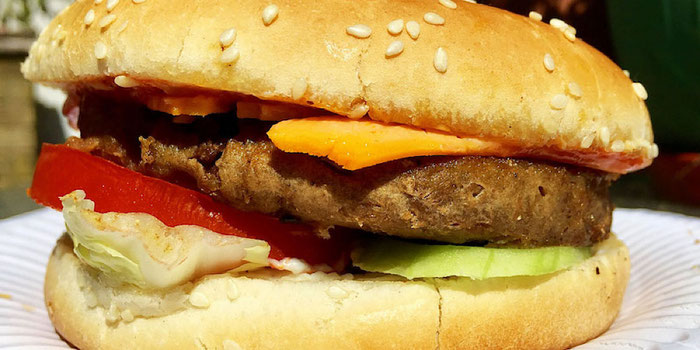 loving hut express vegan cheeseburger