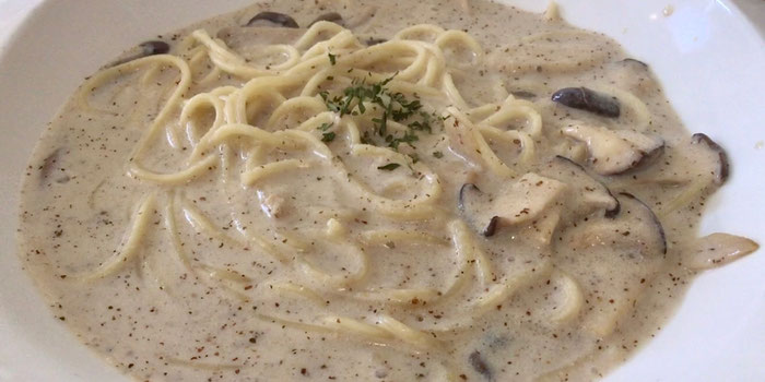 Soymilk perilla mushroom pasta