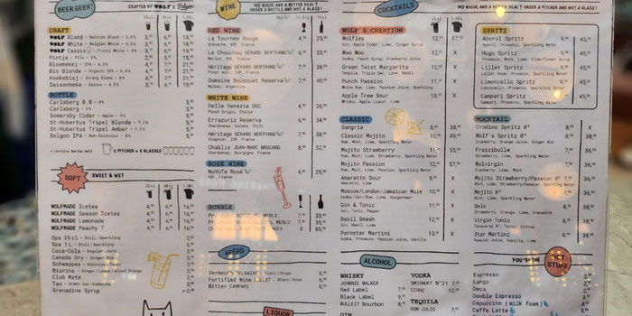 Wolf drink menu