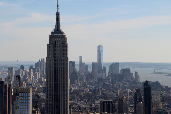 View of the Empire State Building from Top of the Rock at Rockefeller Center in NYC