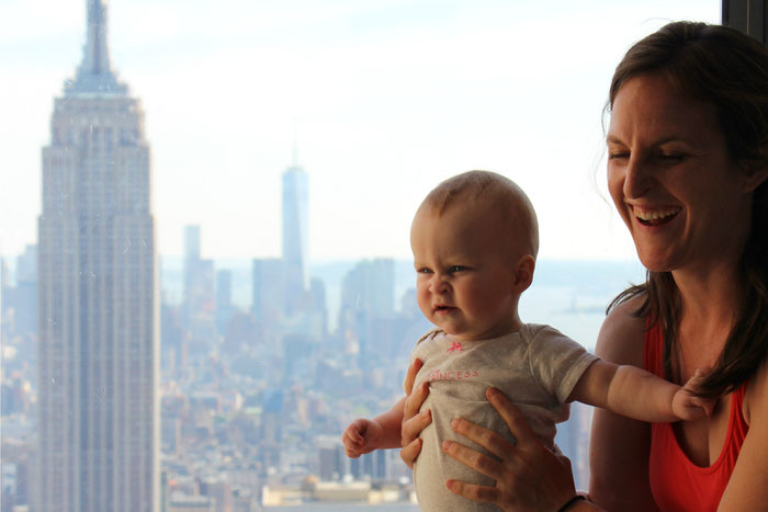 Top of the Rock observation deck at Rockefeller Center - Travel to NYC with baby