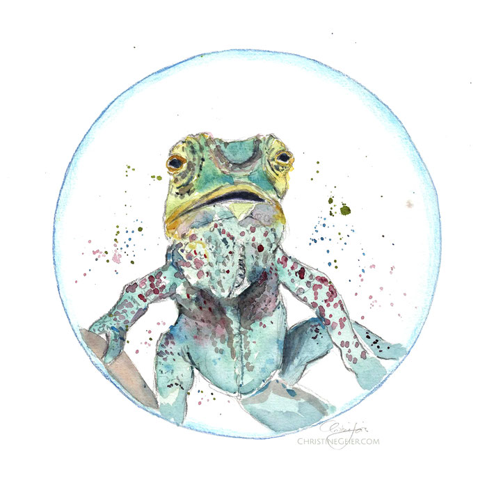 Chamäleon, Leguan, Aquarell, Original, Kunstwerk, watercolour, watercolor, Illustration, Schuppenkriechtier, Aquarellbild, contemporaryart, zeitgenössische Kunst, Winter