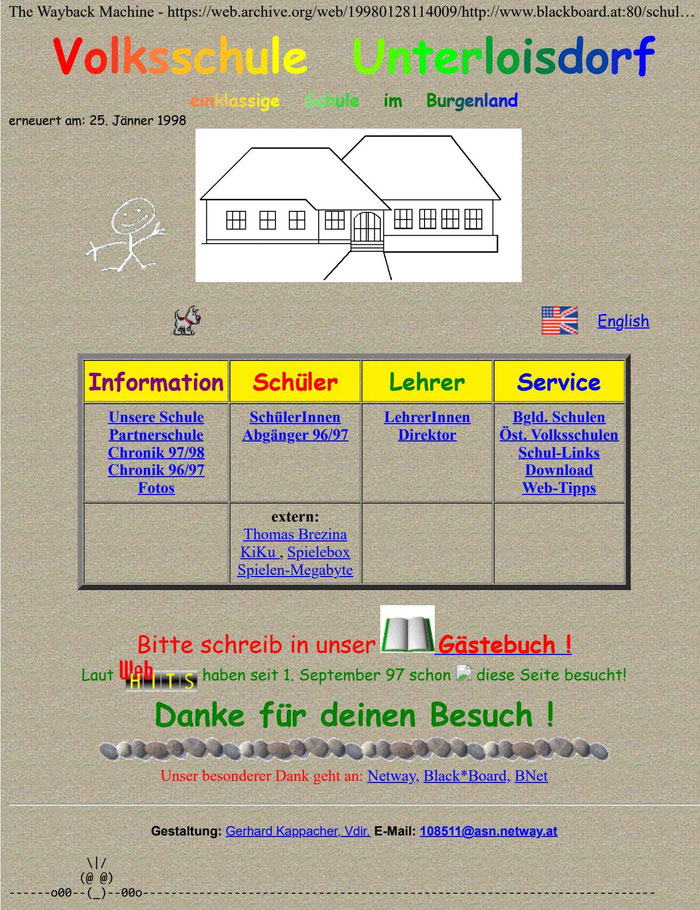 Screenshot einer alten Homepage aus 1998