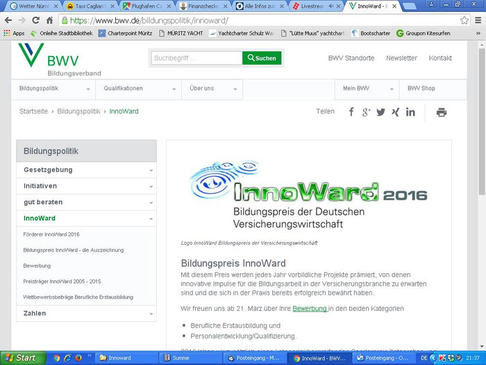 "Innoward" - Bildungspreis der Deutschen Versicherungswirtschaft