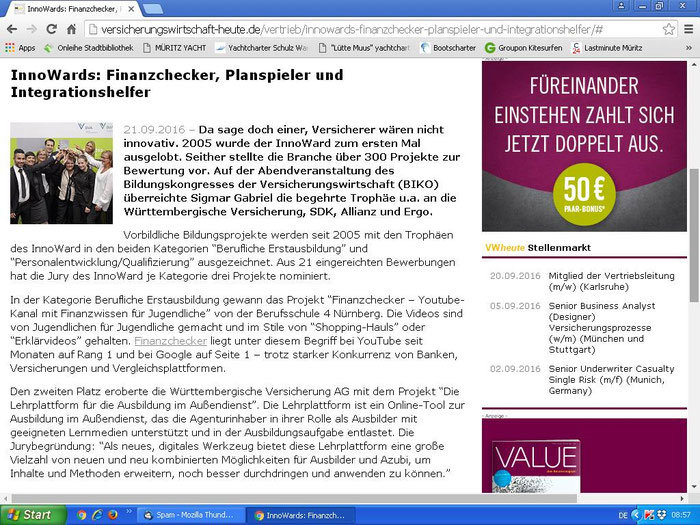 Value, Das Beratermagazin, 21.08.2016 (Screenshot vom 21.09.2016)