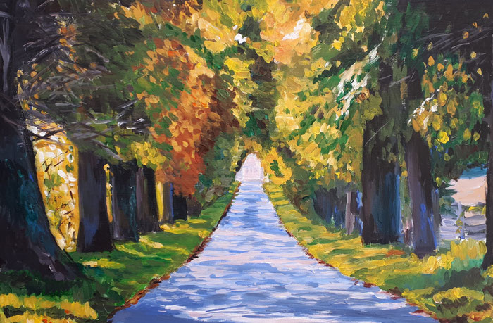 Herbstliche Allee II. Acryl 60 x 80 cm. 